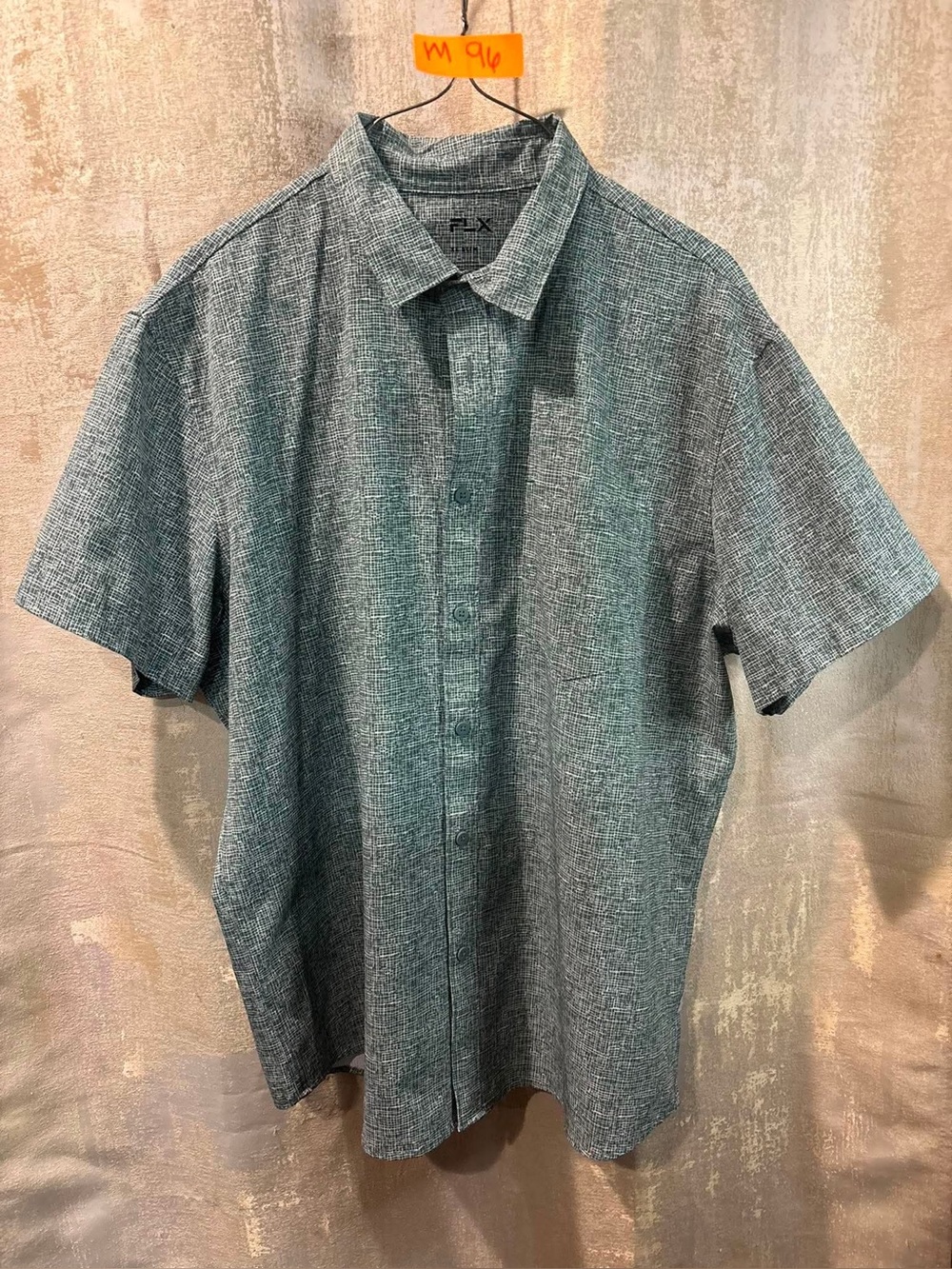 Men's Casual Short-Sleeve Button-Down Shirt in Heather Teal by RLX